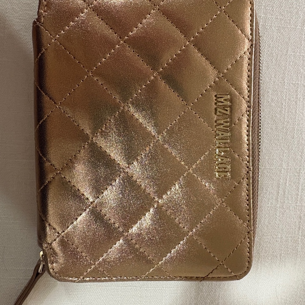 MZ Wallace Gold Quilted Passport Wallet